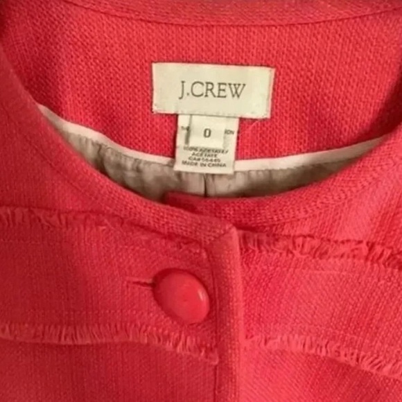 J. Crew Coral Blazer Women’s Size 0 Cotton Blend Collarless Jacket - Picture 2 of 4